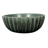 Large Art Deco Glazed Stoneware Bowl by Arne Bang