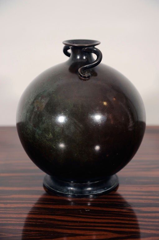Fine and Rare Patinated Bronze Vase by Just Andersen 1