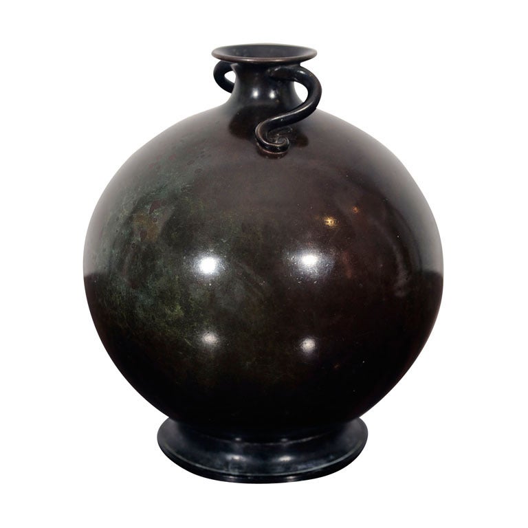 Fine and Rare Patinated Bronze Vase by Just Andersen