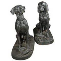 Pair of Cast Iron Hunting Dog Statues 5