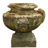 Antique Composed Stone Urn on Pedestal