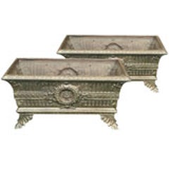 Pair of Bronze Toned Cast Iron Planters 12
