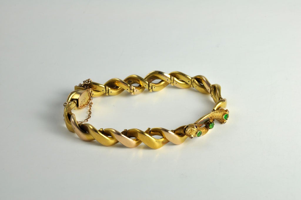 VICTORIAN DOUBLE SERPENT BRACELET In Excellent Condition In Los Angeles, CA