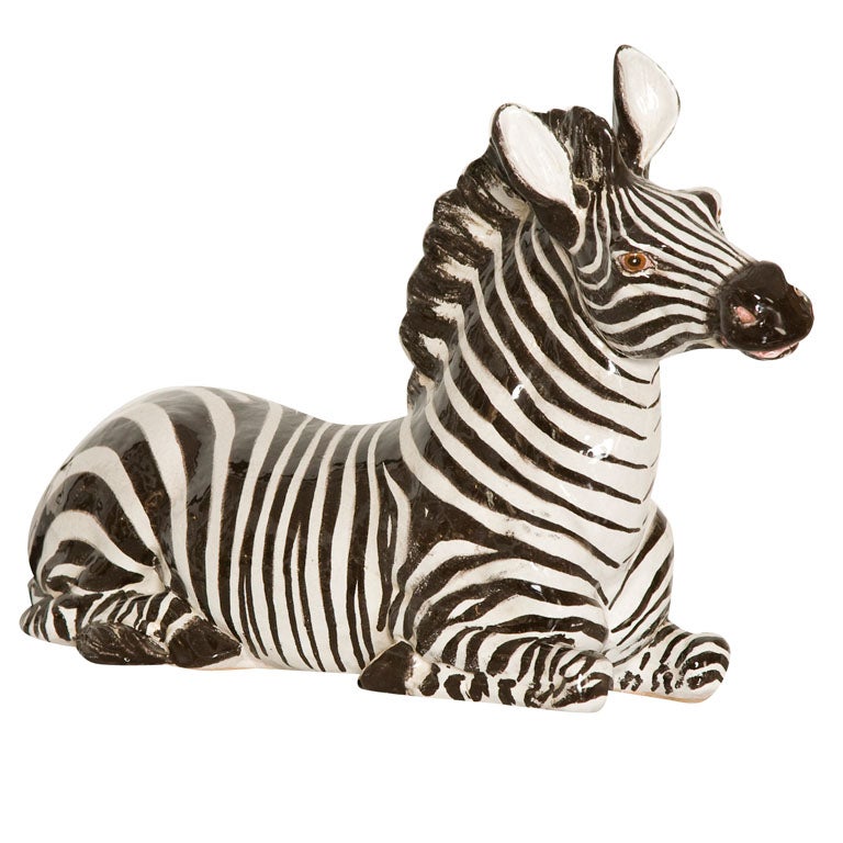 Italian Ceramic Zebra with Painted Finish