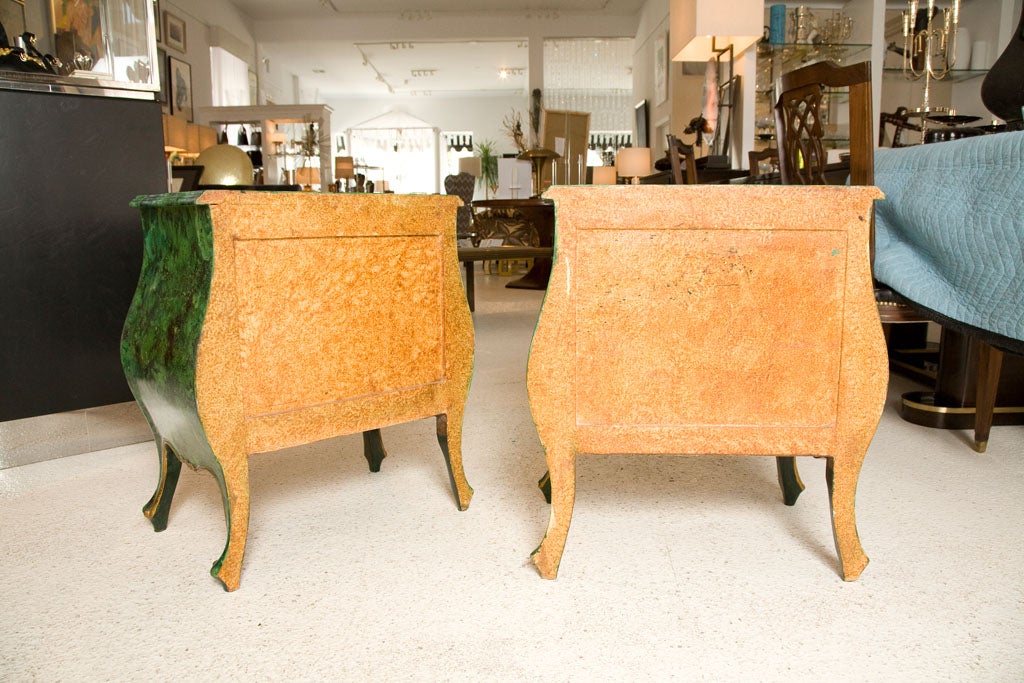 Pair of Italian Faux Malachite Bombe Chests 4