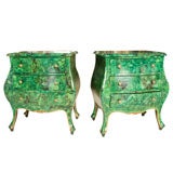 Pair of Italian Faux Malachite Bombe Chests