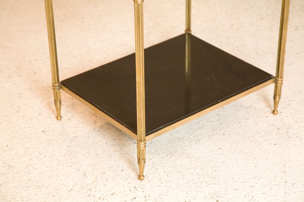 Pair of Brass and Black Stone Etageres