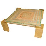 An Italian Brass and Stone Inlay Cocktail Table