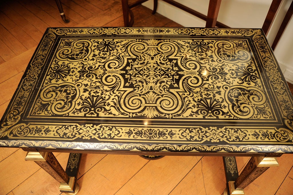 French An Ebony and Boulle Work Brass Inlaid Side Table For Sale