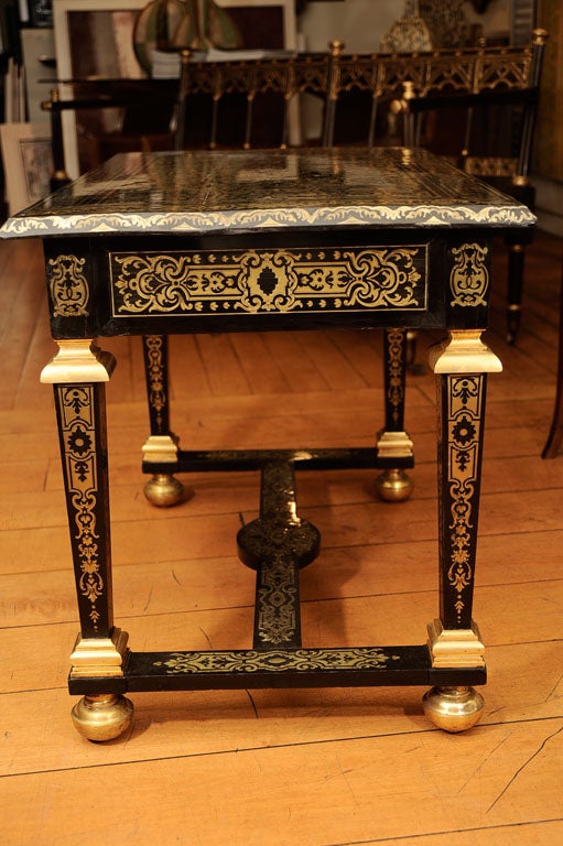 An Ebony and Boulle Work Brass Inlaid Side Table For Sale 3