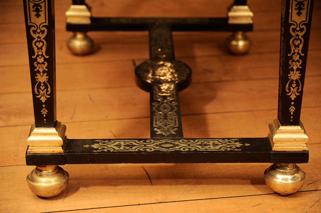 An Ebony and Boulle Work Brass Inlaid Side Table For Sale 4