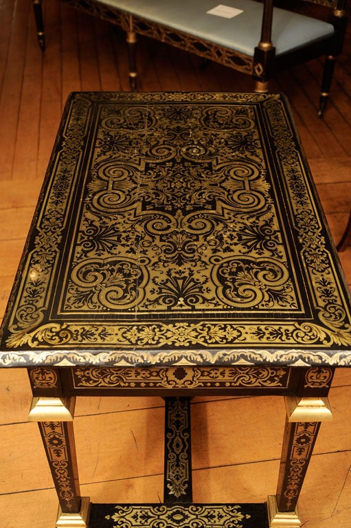 An Ebony and Boulle Work Brass Inlaid Side Table For Sale 5