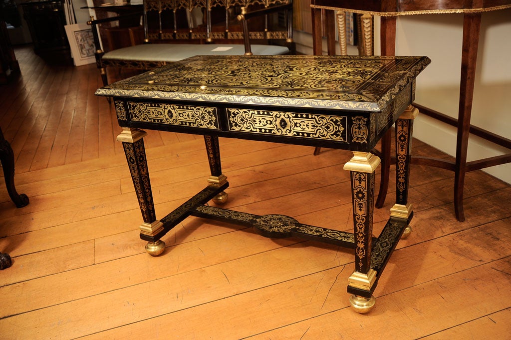 An Ebony and Boulle Work Brass Inlaid Side Table For Sale 6