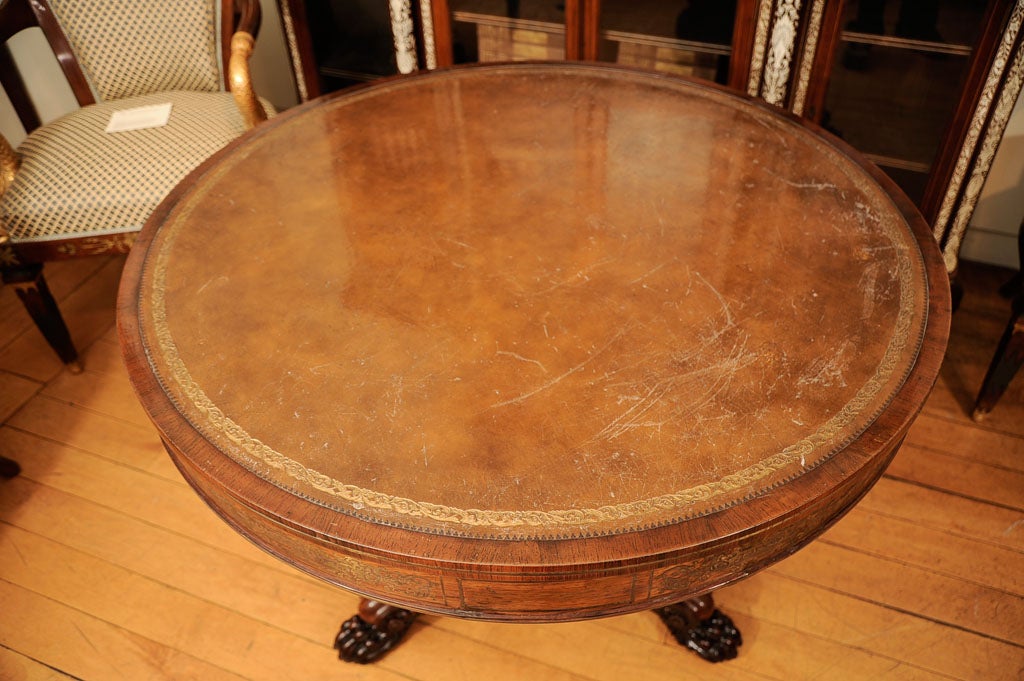 A Regency Tilt Top Rosewood & Brass Inlaid Center Table