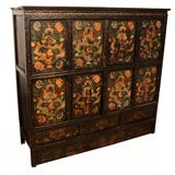 Monastery Chest , Embossed painting w/ Dragon & Lotus Motifs