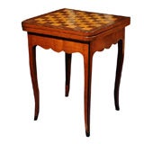 Vintage Louis XV Style Fruitwood and Tooled Leather Games Table