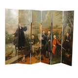 Commemorative Polychrome Six Panel Folding Floor Screen