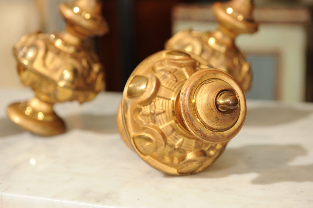 Set Four Gilt Brass Newell Post Finials For Sale at 1stDibs