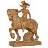 Plaster horse with rider