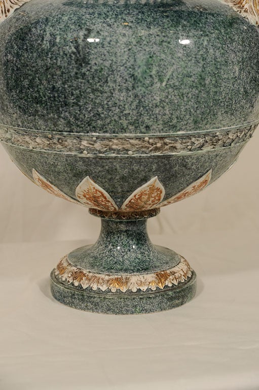 An 18th century English faux porphyry vase in the Wedgwood style.The form of the vase is similar to the hydria-red figure type or Kalpis