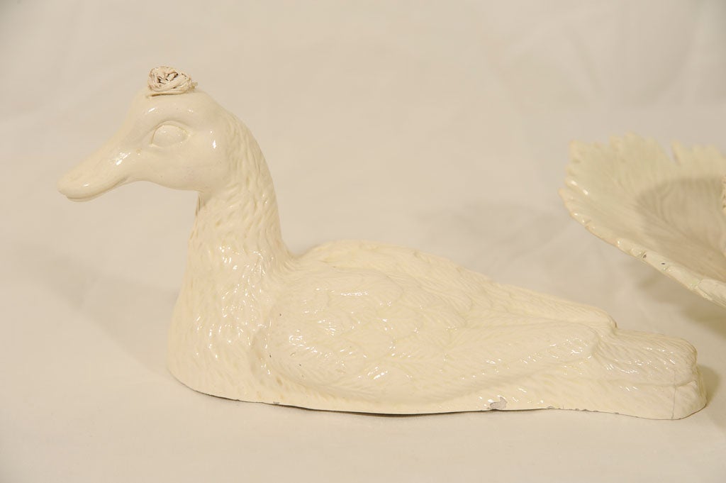 18th Century and Earlier A Creamware  Tureen in the Form of a Nesting Duck