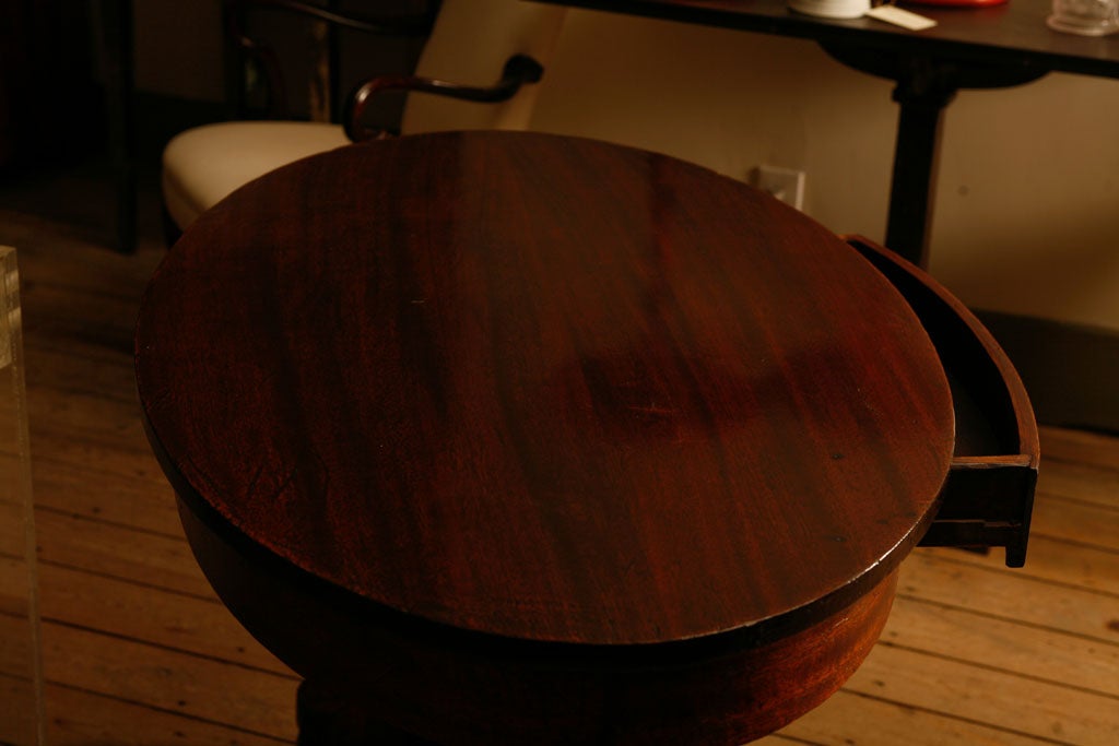 Pillar and Scroll Mahogany Empire Table with One Drawer 1