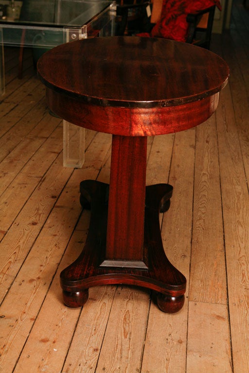 Pillar and Scroll Mahogany Empire Table with One Drawer 2