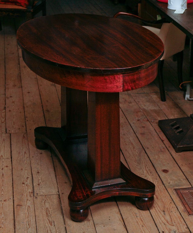 Pillar and Scroll Mahogany Empire Table with One Drawer 5
