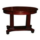 Pillar and Scroll Mahogany Empire Table with One Drawer