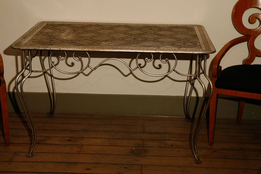 MidCentury Painted Wrought iron and Sheet Metal Table at 1stDibs