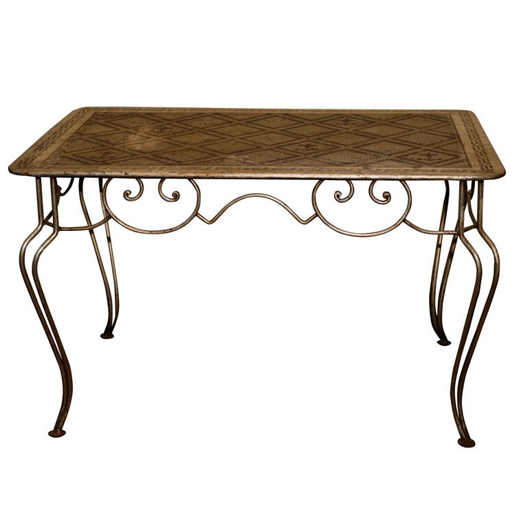 MidCentury Painted Wrought iron and Sheet Metal Table at 1stDibs
