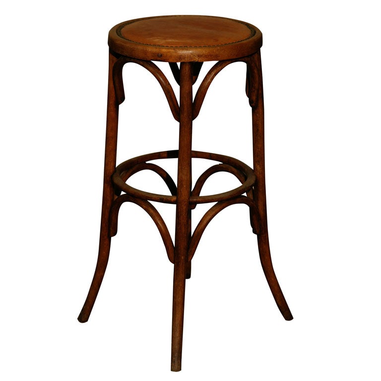 Continental bentwood bar stool with leather seat at 1stDibs bentwood