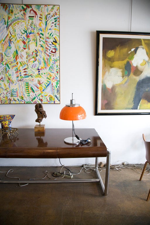 Harveiluce orange plastic table lamp for Guzzini