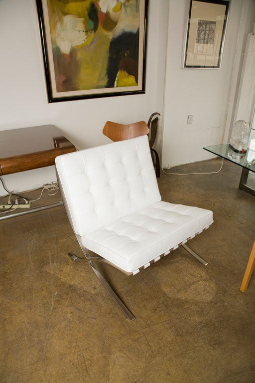 Classic Barcelona chair by Knoll International, designed by Mies Van Der Rohe.