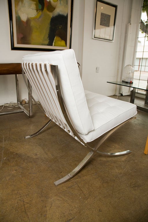 Barcelona chair by Mies Van Der Rohe for Knoll in white leather 2