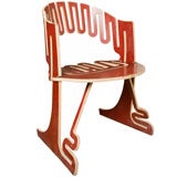 Gregg Fleishman cutout  plywood red studio side chair.