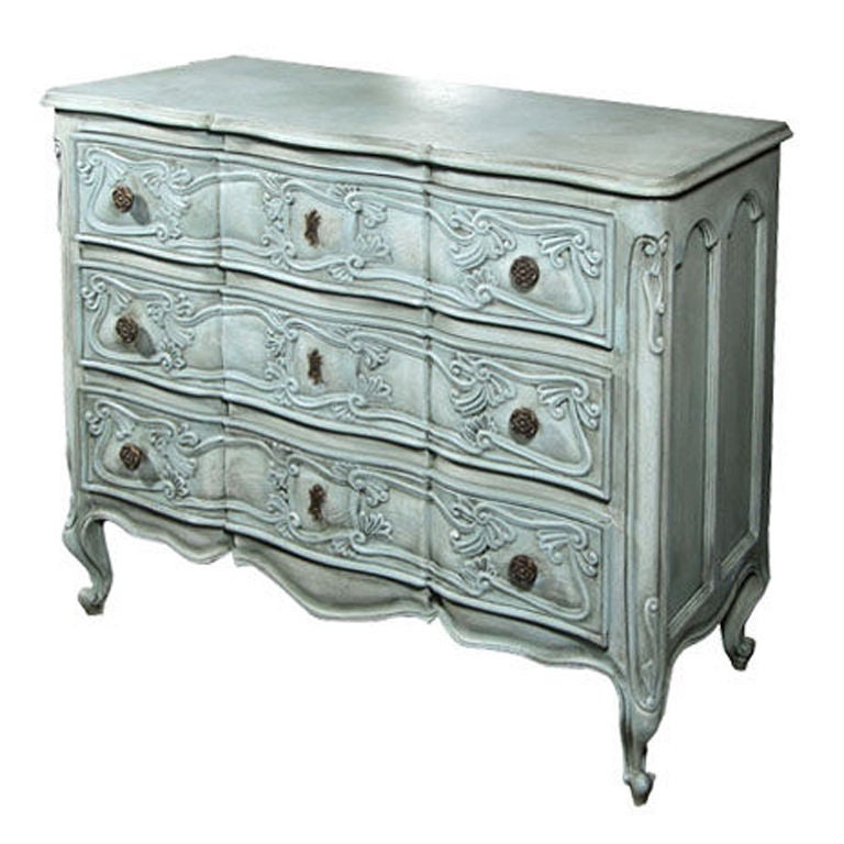 French Provincial Custom Painted Henredon Commode Or Chest Finely
