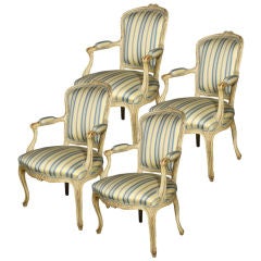 Group of Four Louis XV Style Jansen Arm Chairs