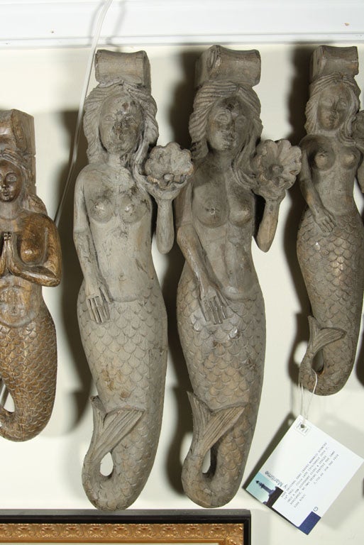 Hand Carved Mermaid Wall Sconces