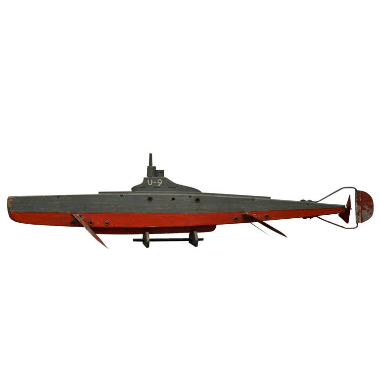 Folk Art Model  of a 1920's U-9 Submarine