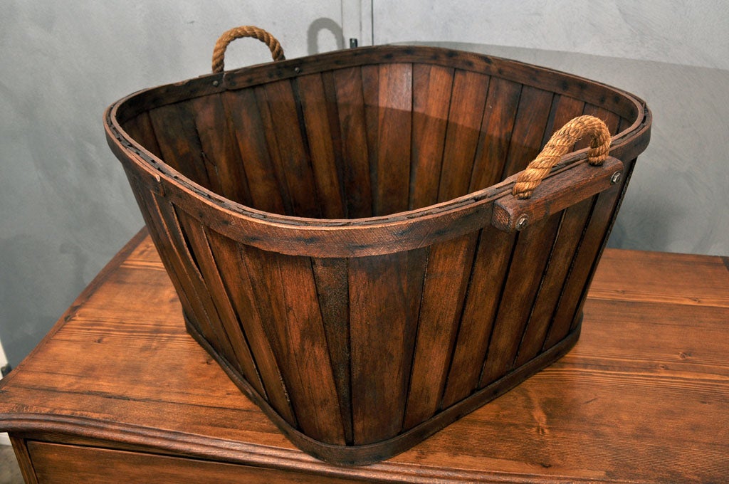 Wooden Basket with Handles at 1stDibs