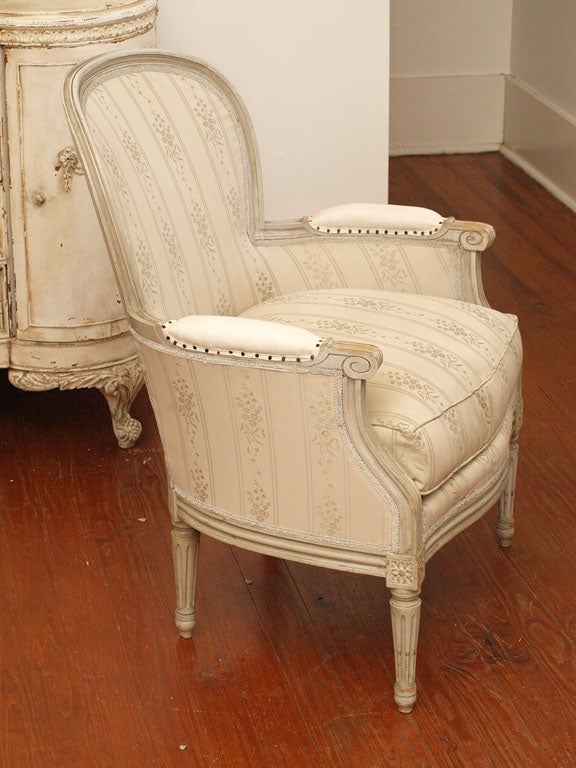 Pair of French Antique Louis XVI Bergere Chairs 5