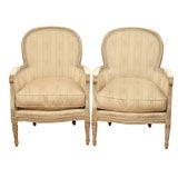 Pair of French Antique Louis XVI Bergere Chairs
