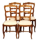 Set of Four (4) Antique French Chairs with Grainsack Seats