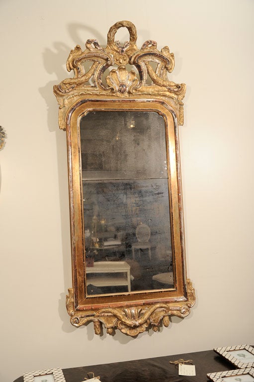 Silver and Water Gilded Swedish Rococo Mirror