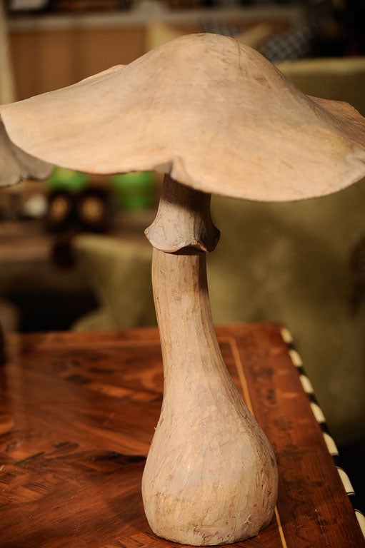 20th Century Hand Carved French Poplar Wood Mushrooms For Sale