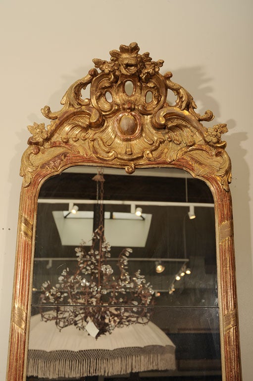 Water Gilded Swedish Rococo Mirror