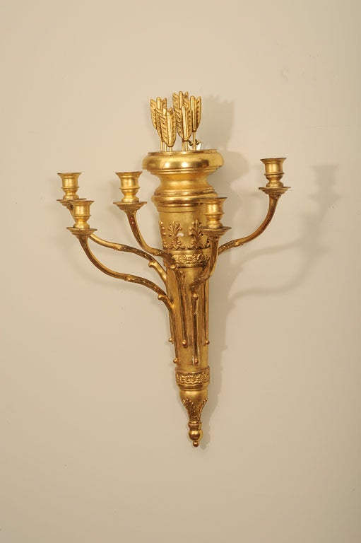 Pair of Russian Water Gilded Empire Appliques with Arrow Detail