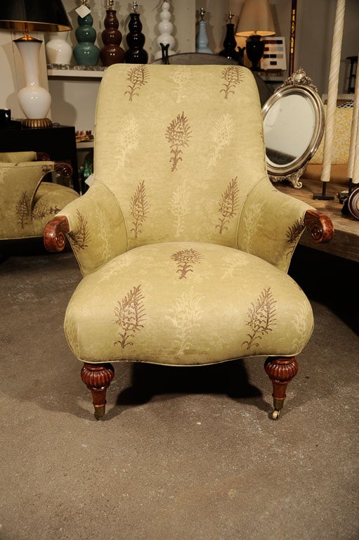 Swedish Very Rare Pair of Antique Upholstered Arm Chairs For Sale