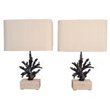 Pair of bronze coral lamps by Charles
